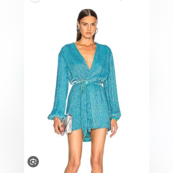 Retrofete Gabrielle 👗 Robe Wrap Dress 🩵 BLUE XS (rare color) stunning 🤩 - Picture 5 of 9